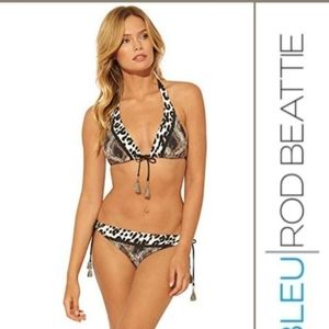 BLEU/Rod Beattie Animal Print Bikini Set Triangle Top/ Side Tie Hipster Bottoms